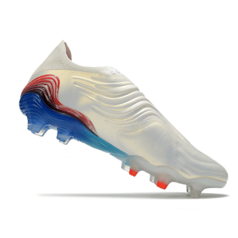 Chuteira Campo Adidas Copa Sense+ FG Branca, Azul e Laranja