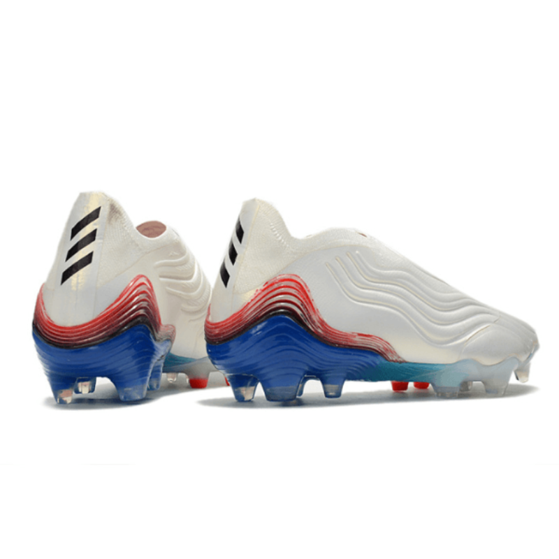 Chuteira Campo Adidas Copa Sense+ FG Branca, Azul e Laranja