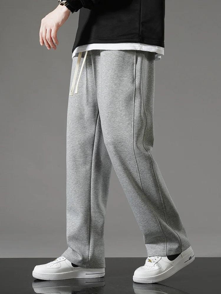 Spring Autumn Men Sweatpants Korean Fashion Sportswear Drawstring Wide Leg Straight Track Pants Cotton Casual Loose Trousers - Lojaousado