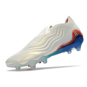 Chuteira Campo Adidas Copa Sense+ FG Branca, Azul e Laranja