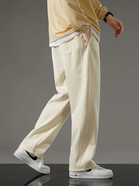 Spring Autumn Men Sweatpants Korean Fashion Sportswear Drawstring Wide Leg Straight Track Pants Cotton Casual Loose Trousers - Lojaousado